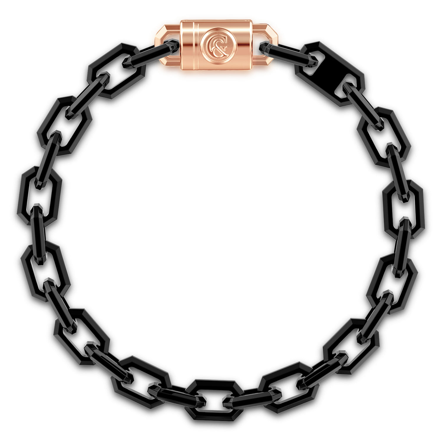 14K Rose Gold and Black Titanium Elongated Link Men's Bracelet - Shot 1