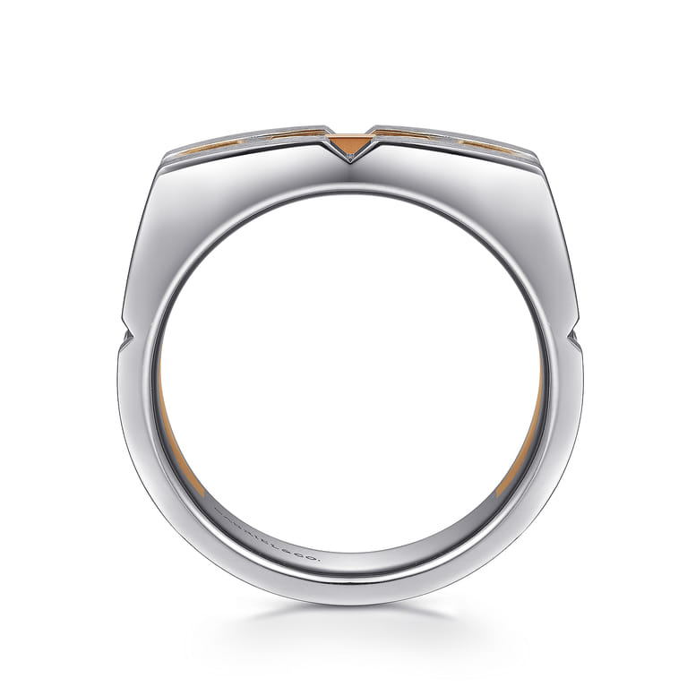 14K Rose-White Gold Angular Ring in Satin Finish - Shot 2