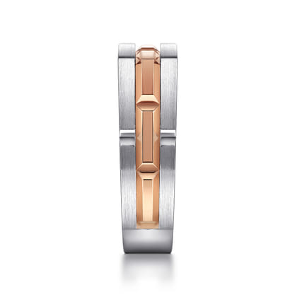 14K Rose-White Gold Angular Ring in Satin Finish