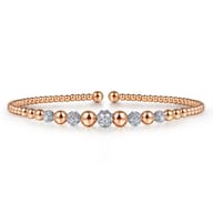 14K Rose-White Gold Bujukan Diamond Stations Bangle