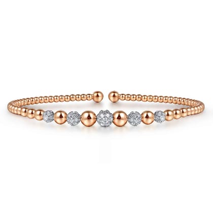 14K Rose-White Gold Bujukan Diamond Stations Bangle