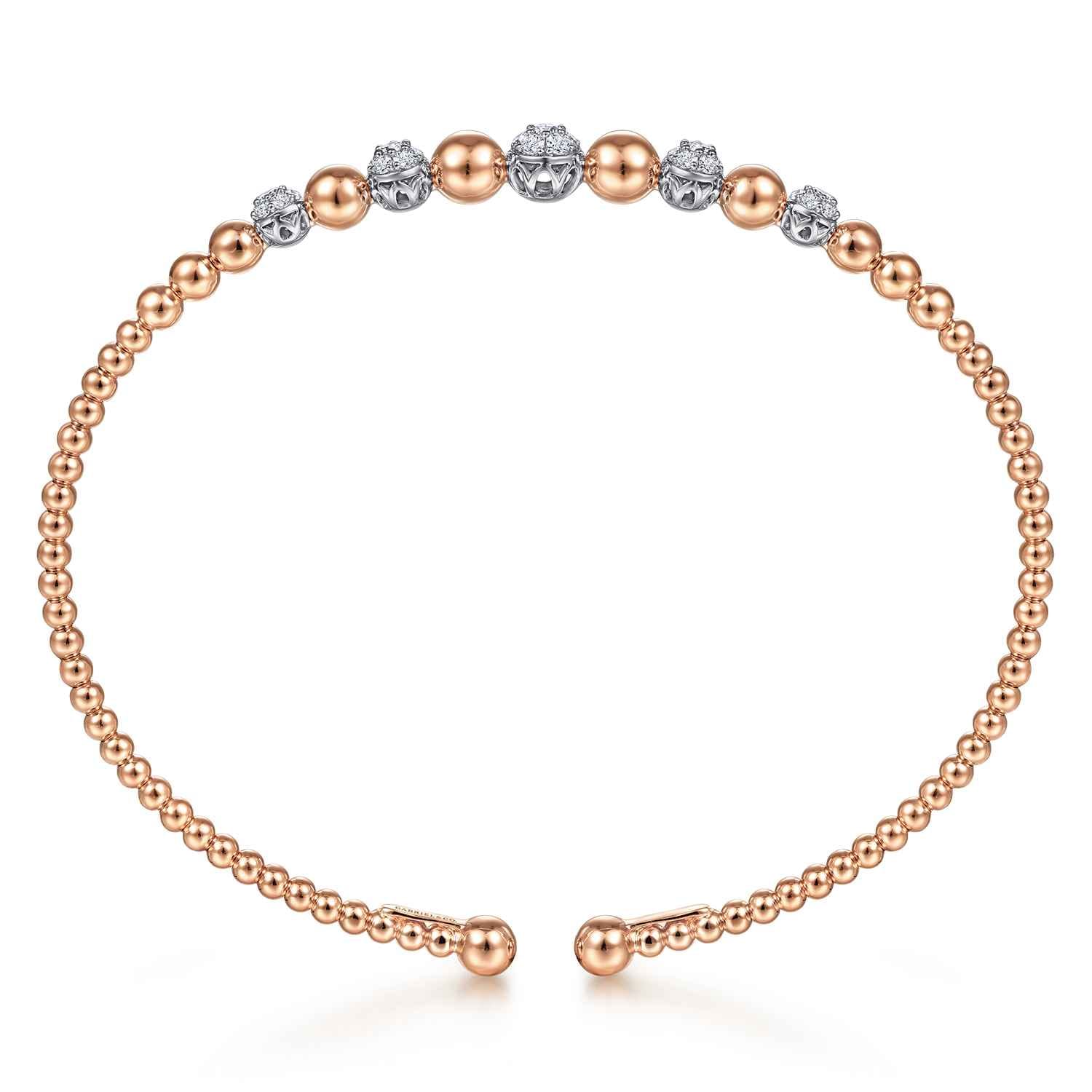 14K Rose-White Gold Bujukan Diamond Stations Bangle - 0.33 ct - Shot 3