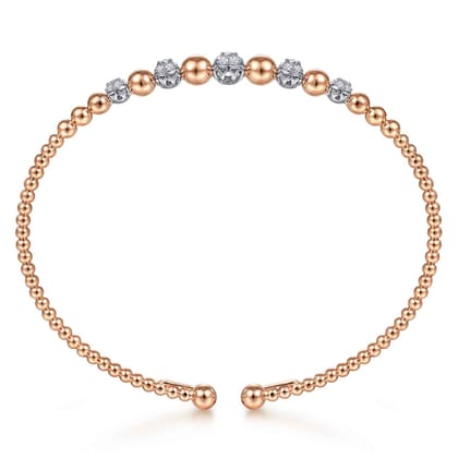 14K Rose-White Gold Bujukan Diamond Stations Bangle