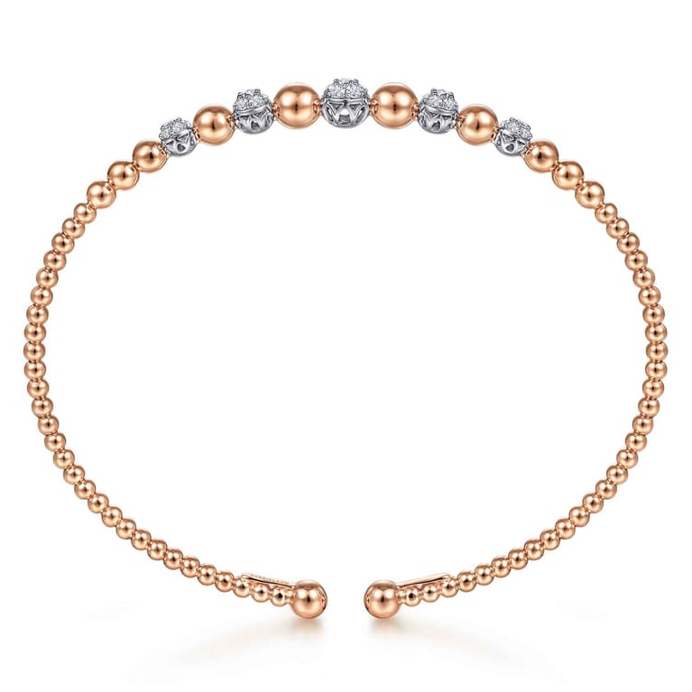 14K Rose-White Gold Bujukan Diamond Stations Bangle - 0.33 ct - Shot 3