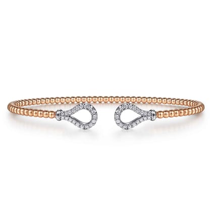 14K Rose-White Gold Bujukan Diamond Teardrops Bangle