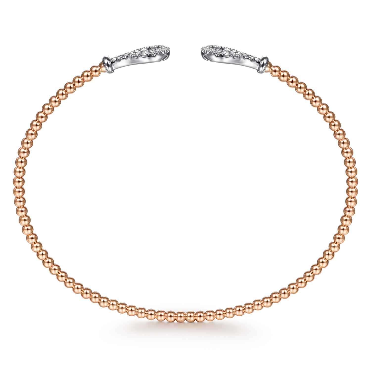 14K Rose-White Gold Bujukan Diamond Teardrops Bangle - 0.25 ct - Shot 3