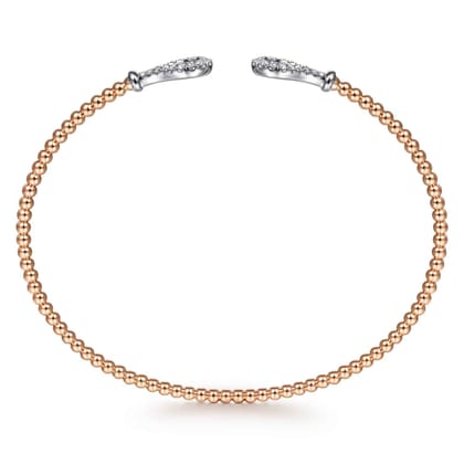 14K Rose-White Gold Bujukan Diamond Teardrops Bangle