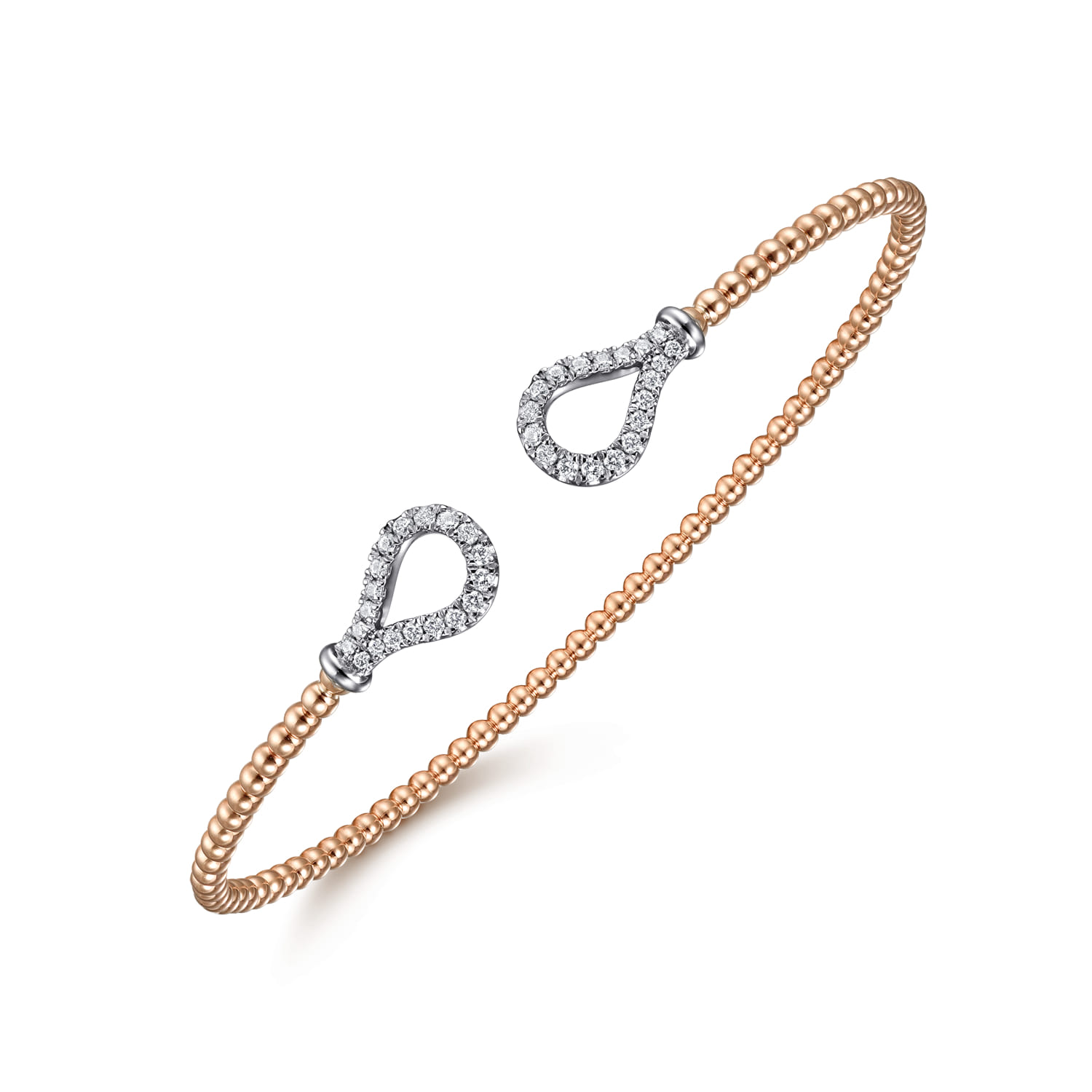 14K Rose-White Gold Bujukan Diamond Teardrops Bangle - 0.25 ct - Shot 2