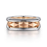14K Rose-White Gold Faceted Ring in High Polished Finish