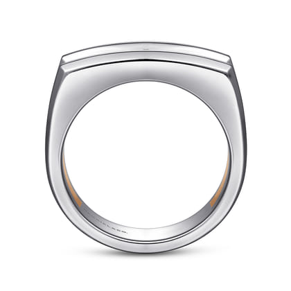 14K Rose-White Gold Faceted Ring in High Polished Finish