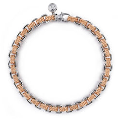 14K Rose-White Gold Two Tone Chain Bracelet