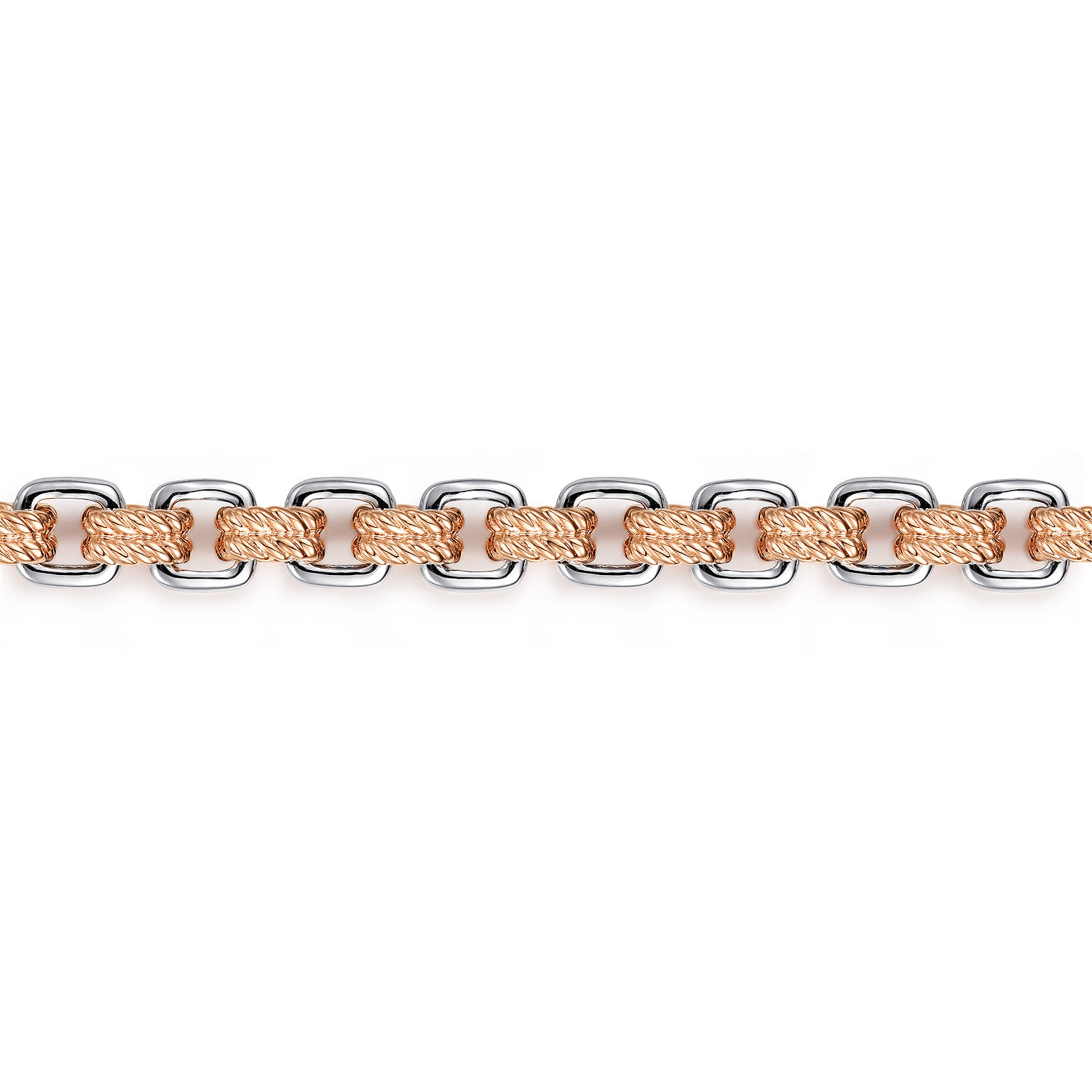 14K Rose-White Gold Two Tone Solid Chain Bracelet - Shot 2