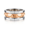 14K Rose-White Gold Wide Faceted Ring in High Polished Finish