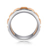 14K Rose-White Gold Wide Faceted Ring in High Polished Finish