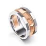 14K Rose-White Gold Wide Faceted Ring in High Polished Finish