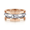 14K Rose-White Gold Wide Faceted Ring in High Polished Finish