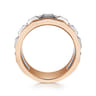 14K Rose-White Gold Wide Faceted Ring in High Polished Finish