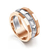 14K Rose-White Gold Wide Faceted Ring in High Polished Finish