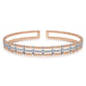 14K Rose and White Gold Bujukan Diamond Cuff Bangle - 0.34 ct