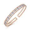 14K Rose and White Gold Bujukan Diamond Cuff Bangle - 0.34 ct