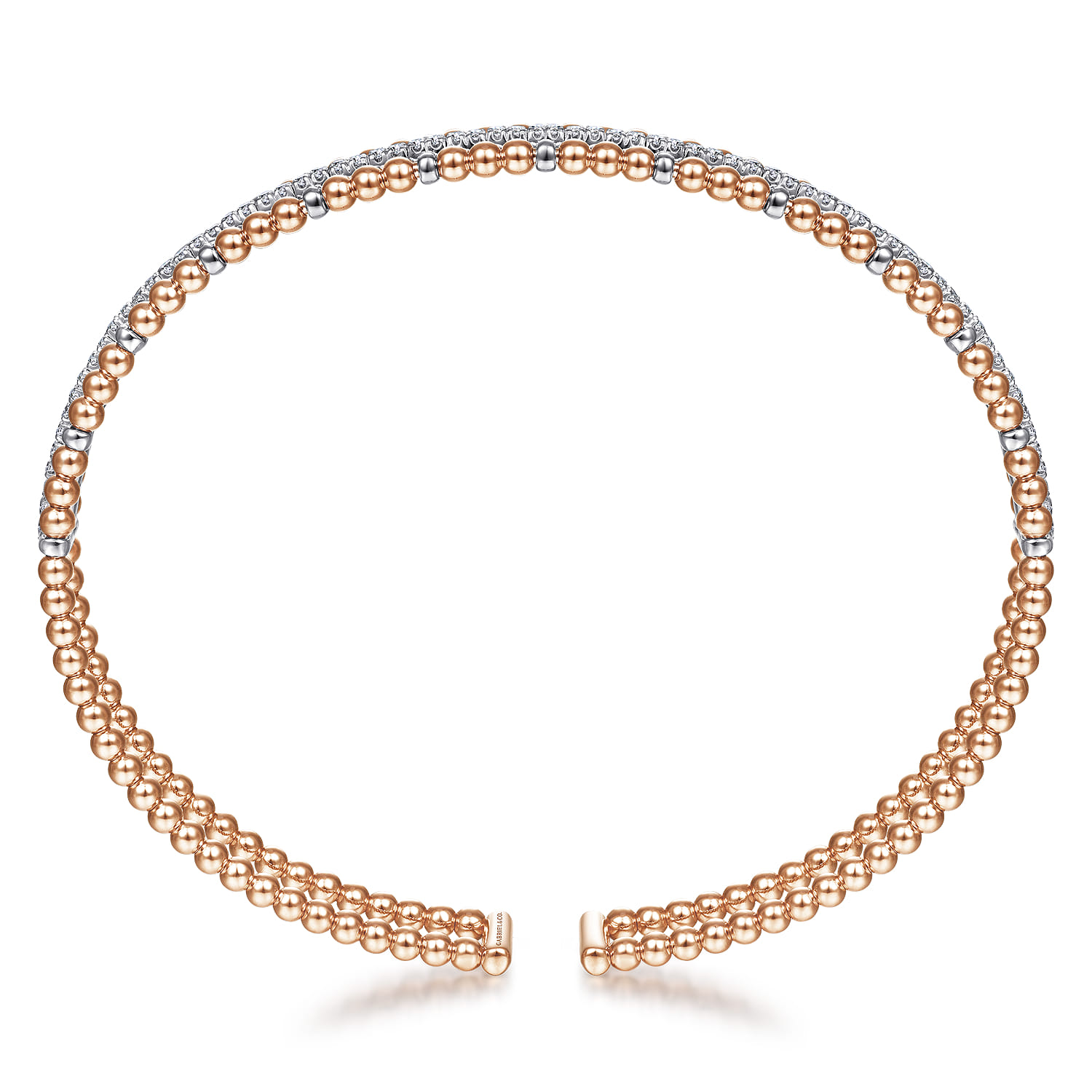 14K Rose and White Gold Bujukan Diamond Cuff Bangle - 0.34 ct - Shot 3