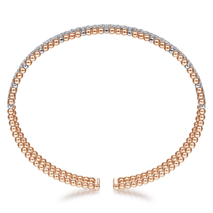 14K Rose and White Gold Bujukan Diamond Cuff Bangle