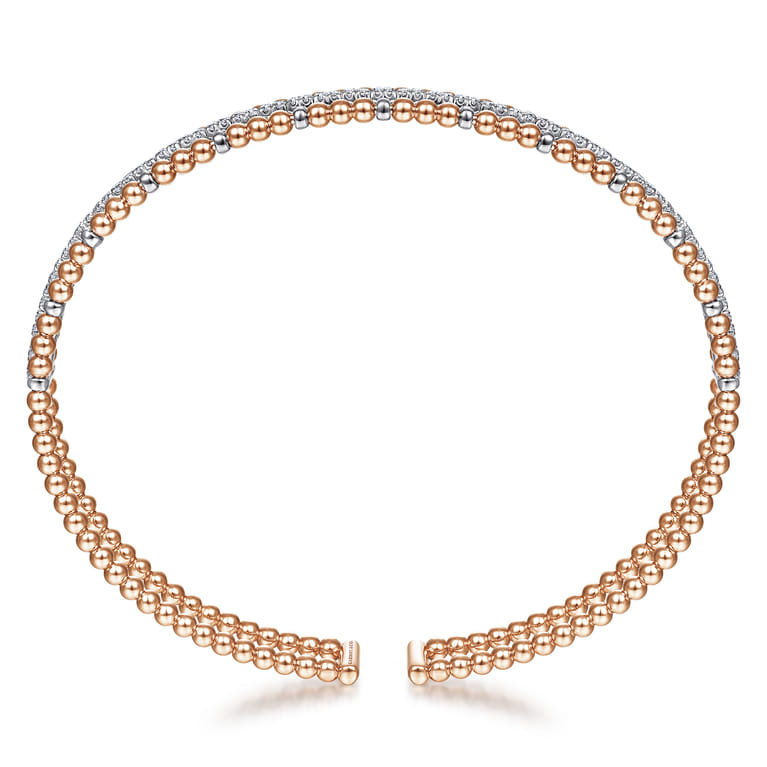 14K Rose and White Gold Bujukan Diamond Cuff Bangle - 0.34 ct - Shot 3