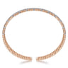 14K Rose and White Gold Bujukan Diamond Cuff Bangle - 0.34 ct