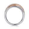 14K Rose and White Gold Criss Crossing Multi Row Diamond Ring - 0.6 ct