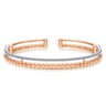 14K Rose and White Gold Split Cuff with Pyramids and Diamonds - 0.45 ct