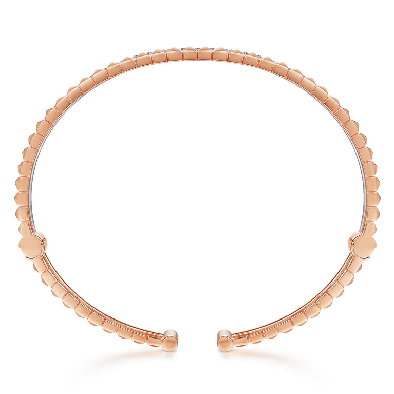 14K Rose and White Gold Split Cuff with Pyramids and Diamonds - 0.45 ct - Shot 3