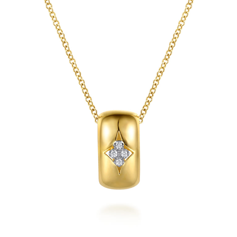 14K White And Yellow Gold Diamond Clover Slider Pendant Necklace - 0.04 ct - Shot 1