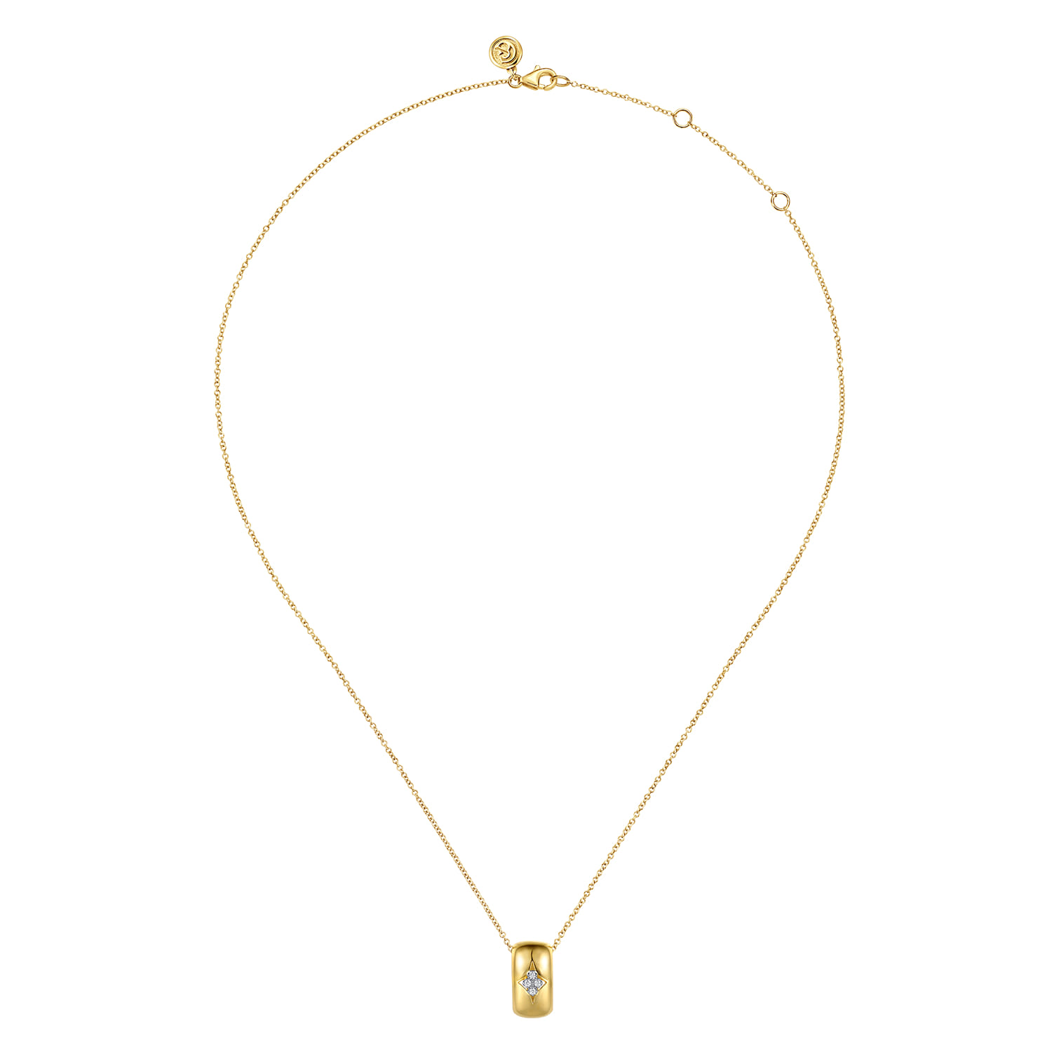 14K White And Yellow Gold Diamond Clover Slider Pendant Necklace - 0.04 ct - Shot 2