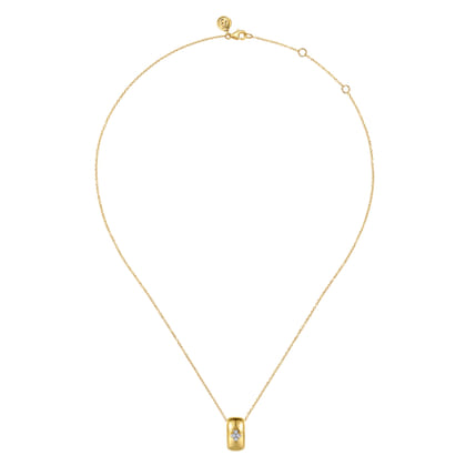 14K White And Yellow Gold Diamond Clover Slider Pendant Necklace