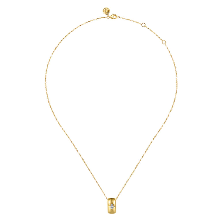 14K White And Yellow Gold Diamond Clover Slider Pendant Necklace - 0.04 ct - Shot 2