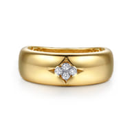 14K White And Yellow Gold Diamond Clover Wide Band Ring