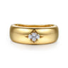14K White And Yellow Gold Diamond Clover Wide Band Ring - 0.04 ct
