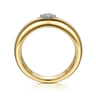14K White And Yellow Gold Diamond Clover Wide Band Ring - 0.04 ct