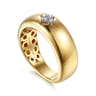 14K White And Yellow Gold Diamond Clover Wide Band Ring - 0.04 ct