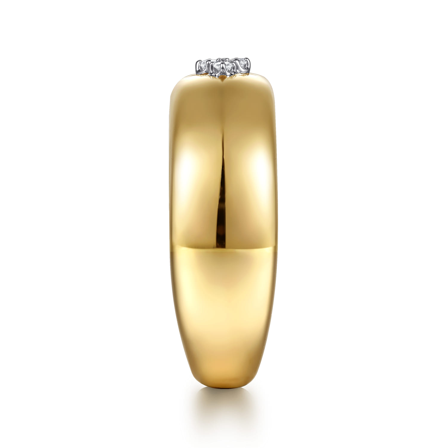14K White And Yellow Gold Diamond Clover Wide Band Ring - 0.04 ct - Shot 4