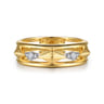 14K White And Yellow Gold Graduating Diamond Kite Shape Easy Stackable Ring - 0.07 ct