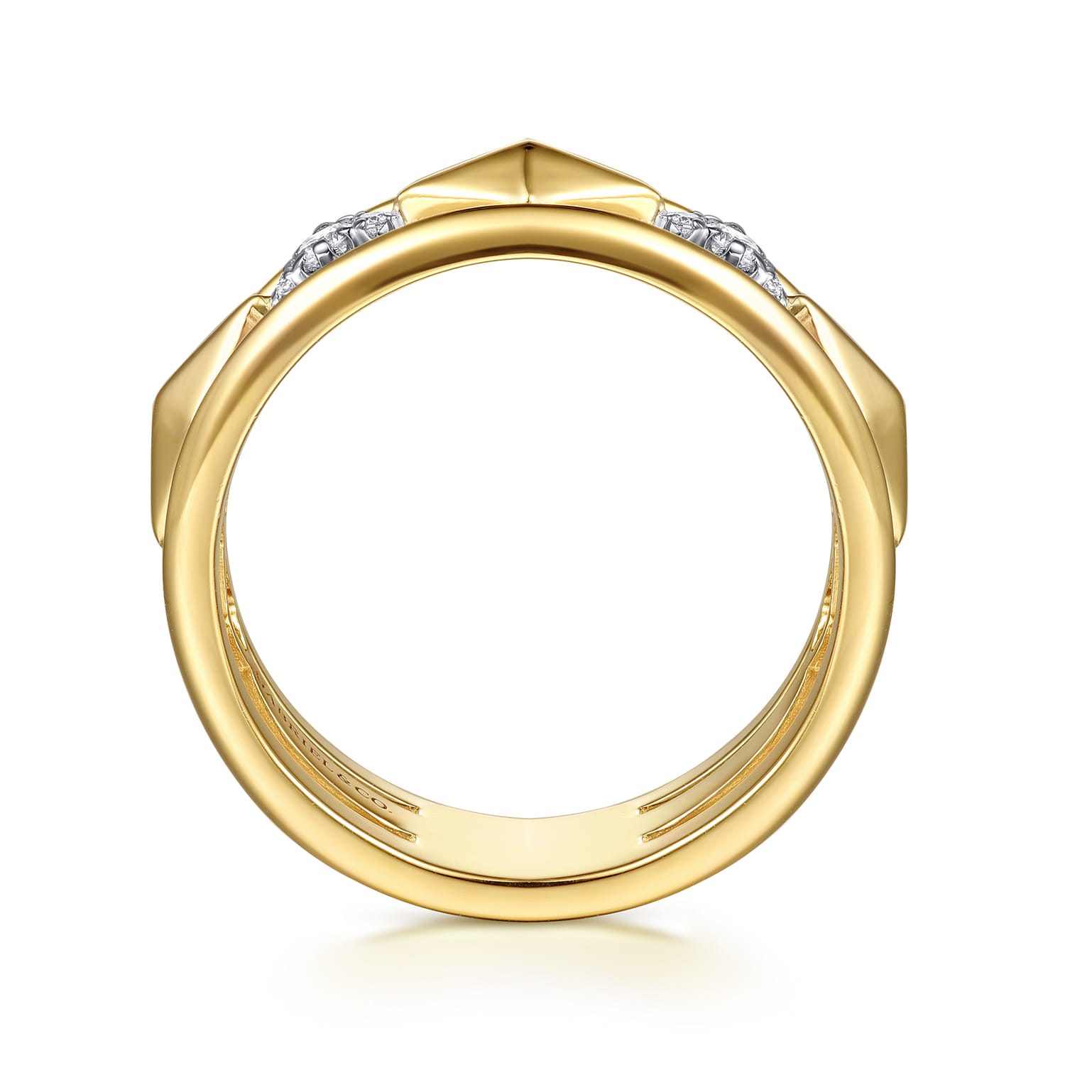 14K White And Yellow Gold Graduating Diamond Kite Shape Easy Stackable Ring - 0.07 ct - Shot 2