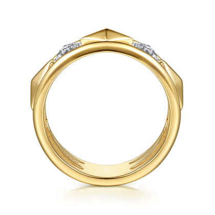 14K White And Yellow Gold Graduating Diamond Kite Shape Easy Stackable Ring