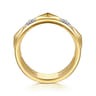 14K White And Yellow Gold Graduating Diamond Kite Shape Easy Stackable Ring - 0.07 ct
