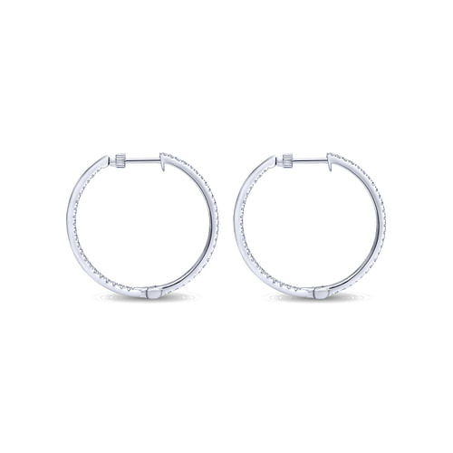 14K White French Pave Set 30mm Round Inside Out Diamond Hoop Earrings - 0.9 ct - Shot 2