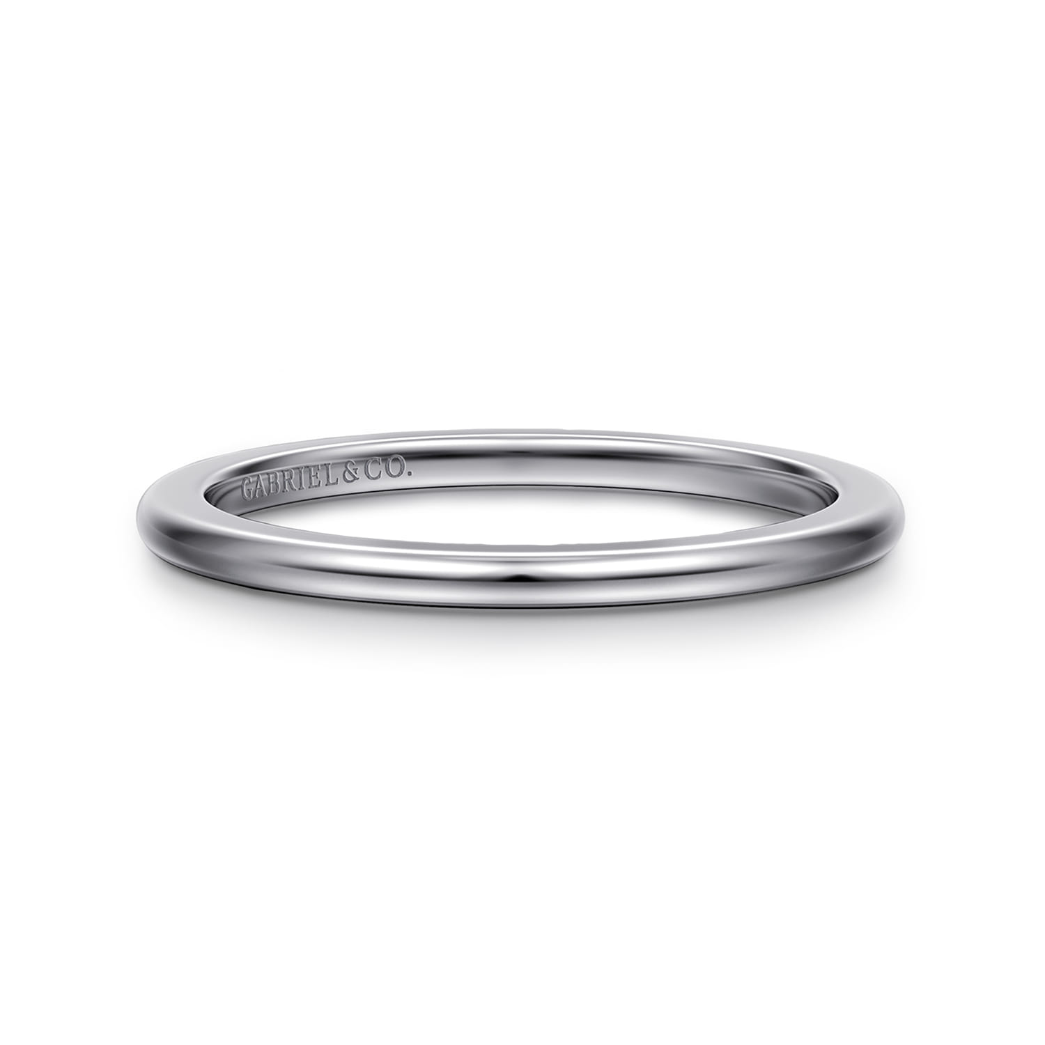 Straight Wedding Ring in 14k White Gold with   at Gabriel & Co. - Shot 1
