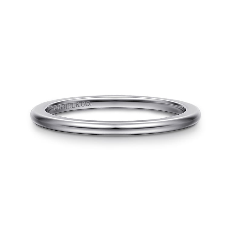 Straight Wedding Ring in 14k White Gold with   at Gabriel & Co. - Shot 1