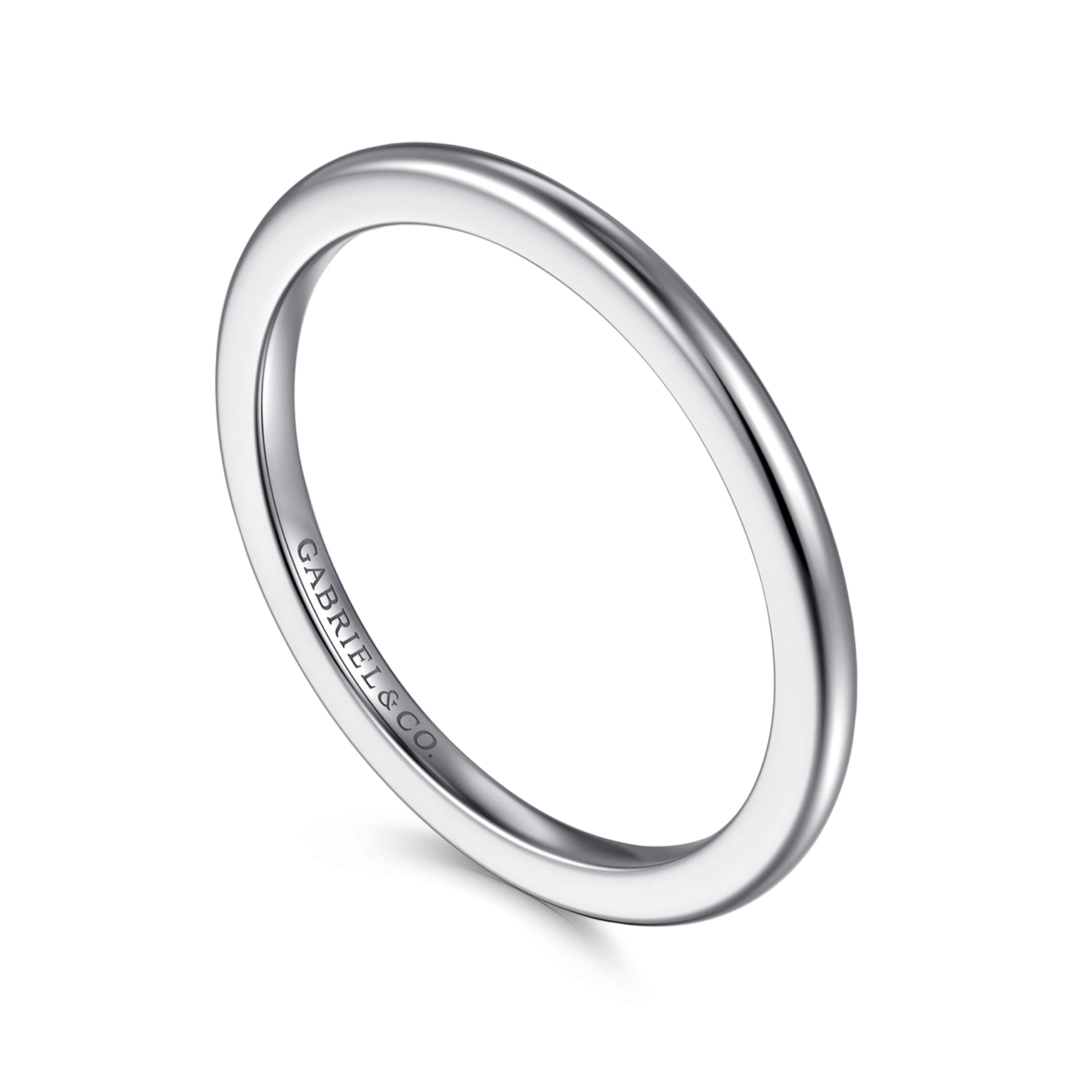 Straight Wedding Ring in 14k White Gold with   at Gabriel & Co. - Shot 3