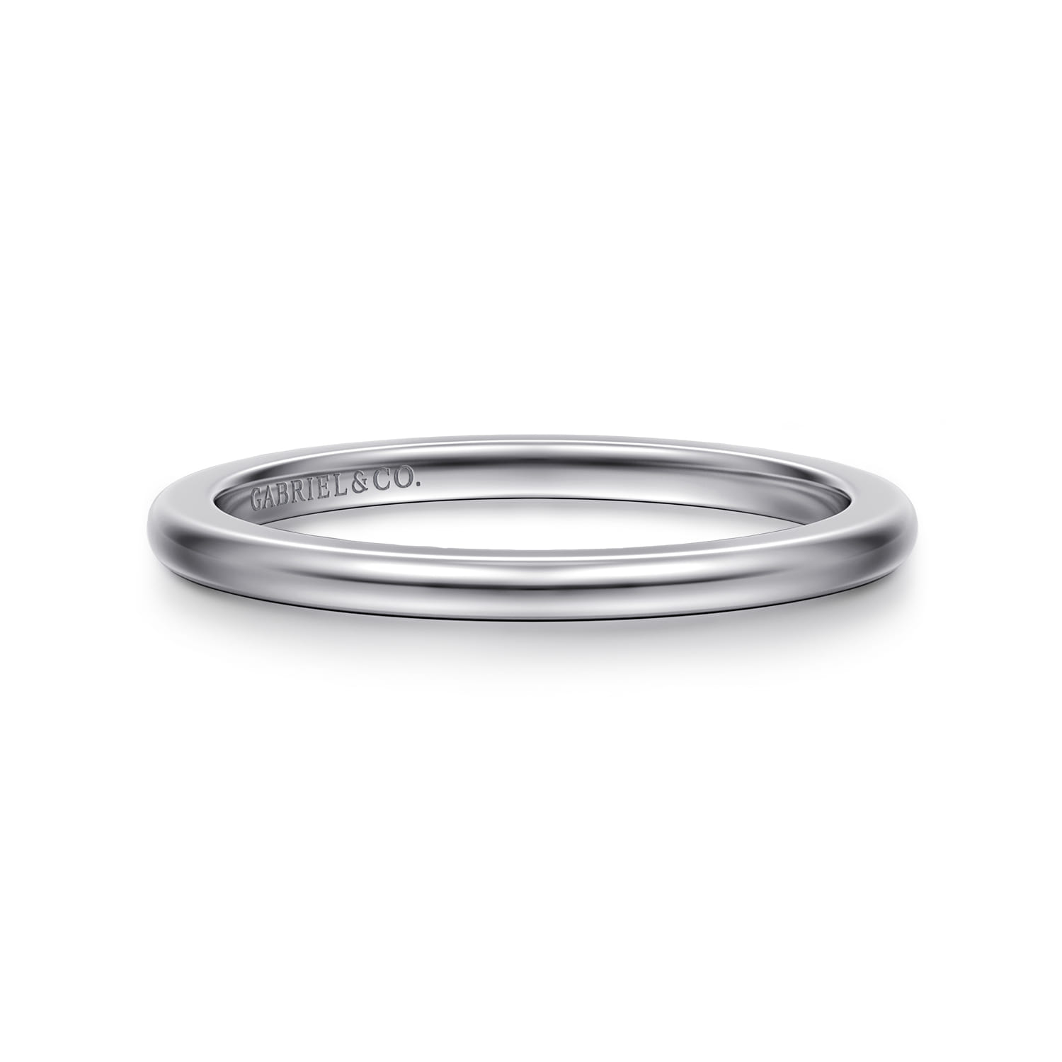 Straight Wedding Ring in 14k White Gold with   at Gabriel & Co. - Shot 1