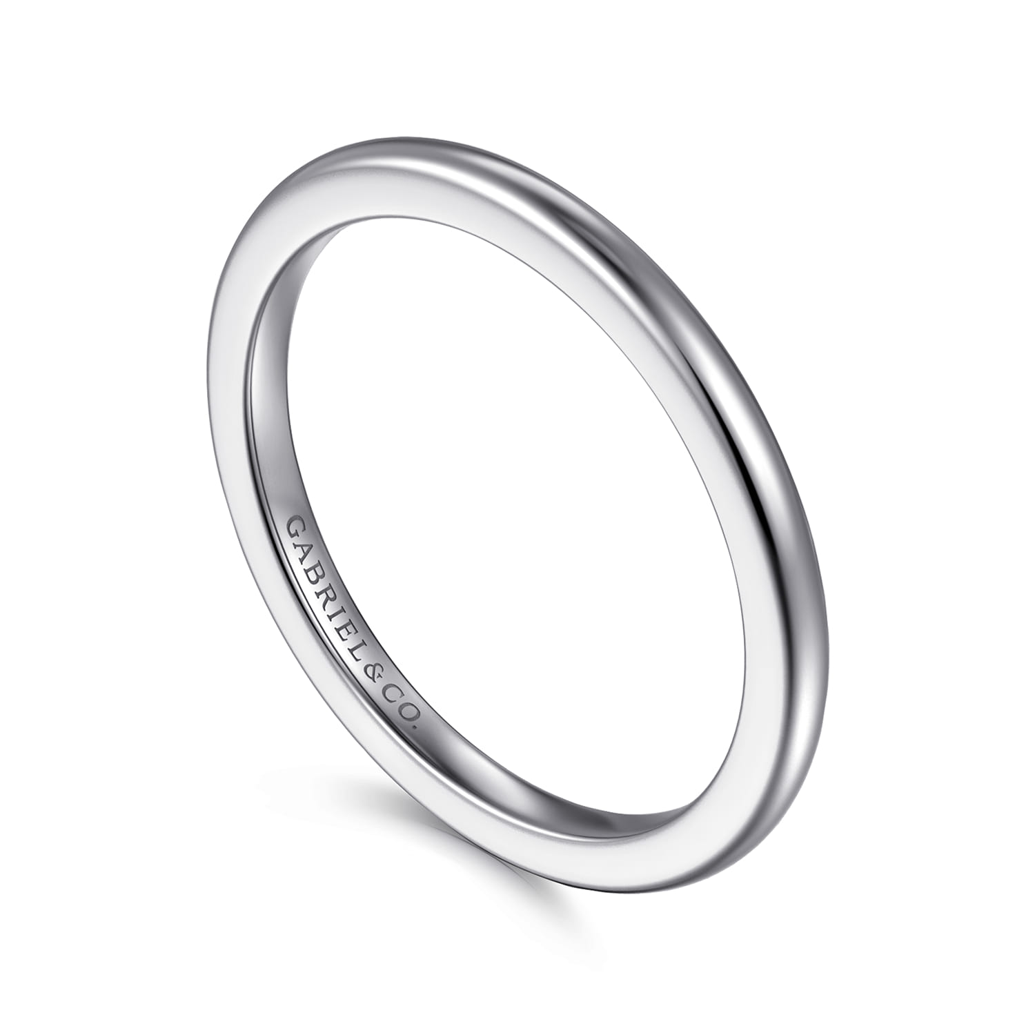 Straight Wedding Ring in 14k White Gold with   at Gabriel & Co. - Shot 3
